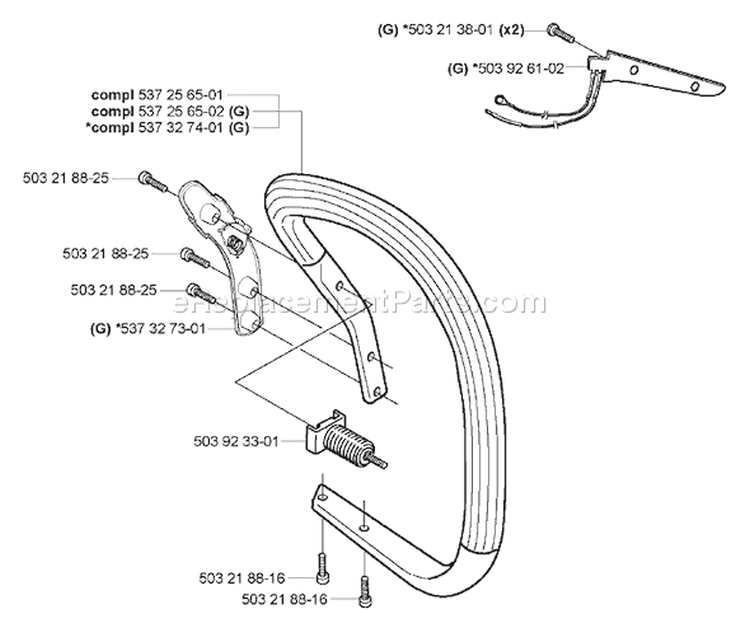 Page F Diagram and Parts List for 359 2005-02 Husqvarna Chainsaw