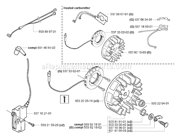 Page G Diagram and Parts List for 359 2005-02 Husqvarna Chainsaw