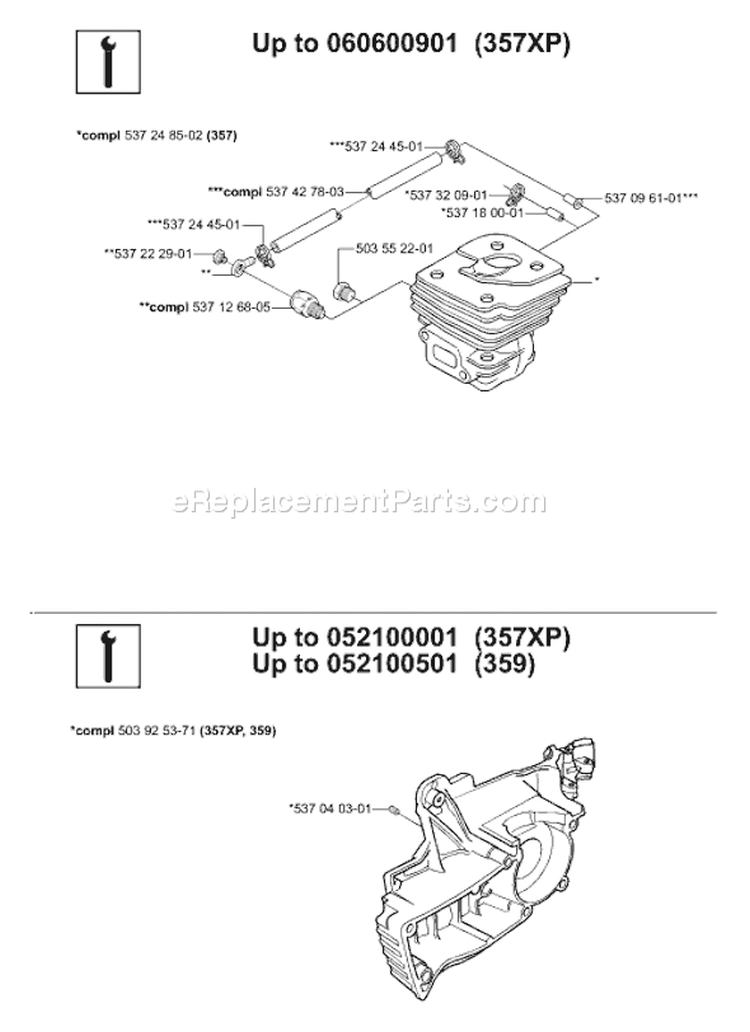Page M Diagram and Parts List for 359 2006-02 Husqvarna Chainsaw