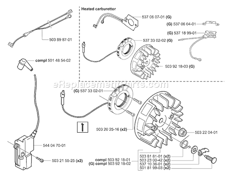 Page G Diagram and Parts List for 359 2006-02 Husqvarna Chainsaw