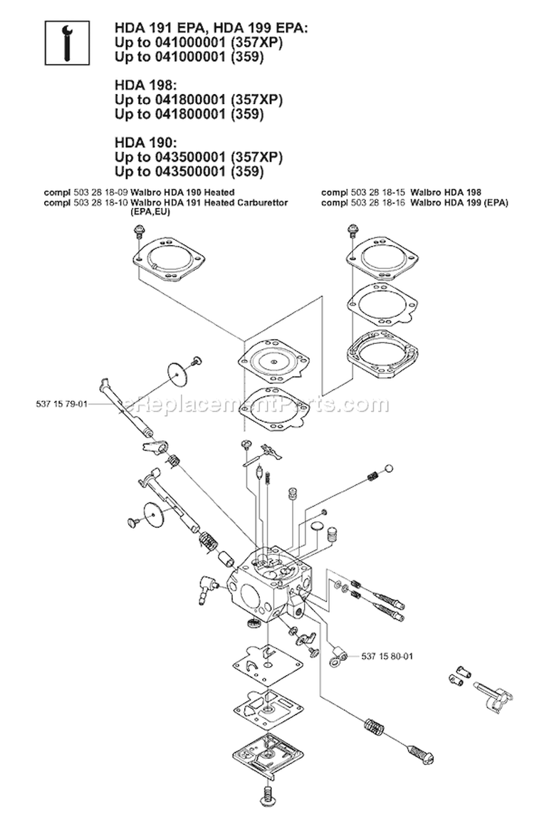 Page L Diagram and Parts List for 359 2006-02 Husqvarna Chainsaw