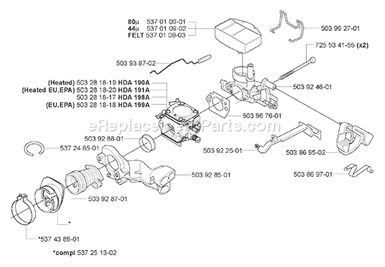 Page A Diagram and Parts List for 359 2007-03 Husqvarna Chainsaw