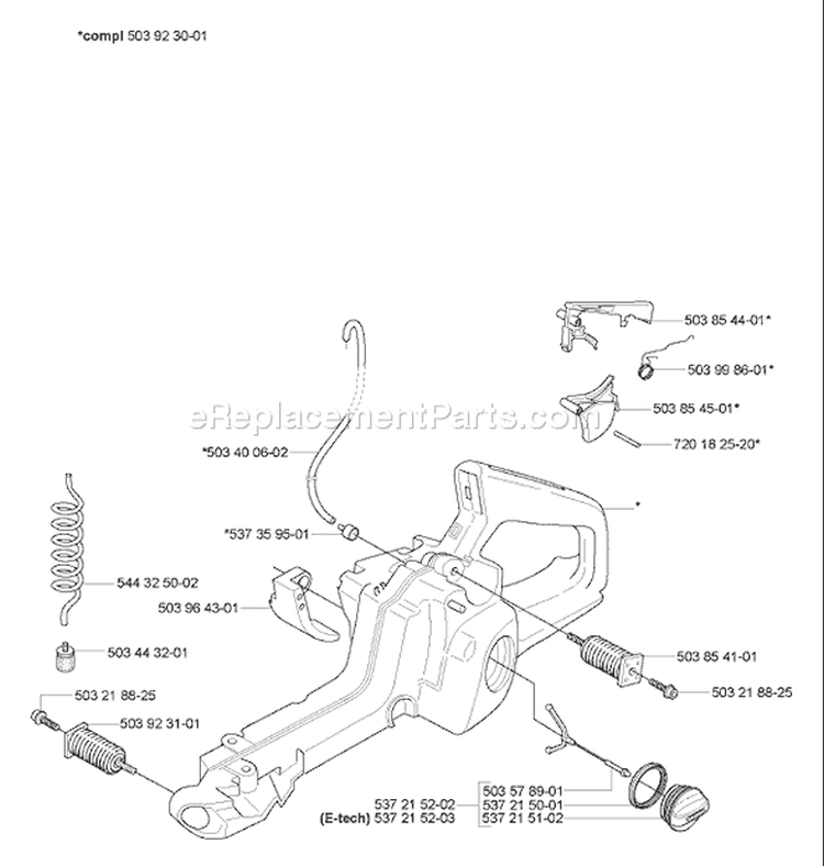 Page G Diagram and Parts List for 359 2007-03 Husqvarna Chainsaw
