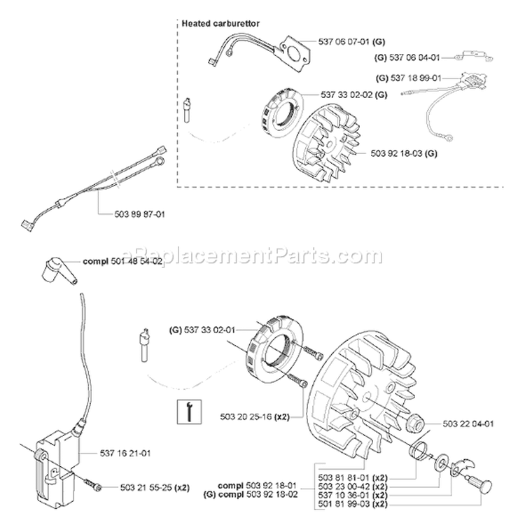 Page H Diagram and Parts List for 359 2007-03 Husqvarna Chainsaw