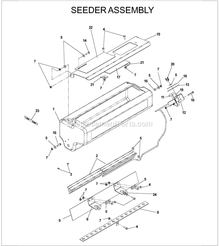 Seeder Assembly Diagram and Parts List for DT22H (968999243)(2005-11) Husqvarna Lawn Tractor Accessories
