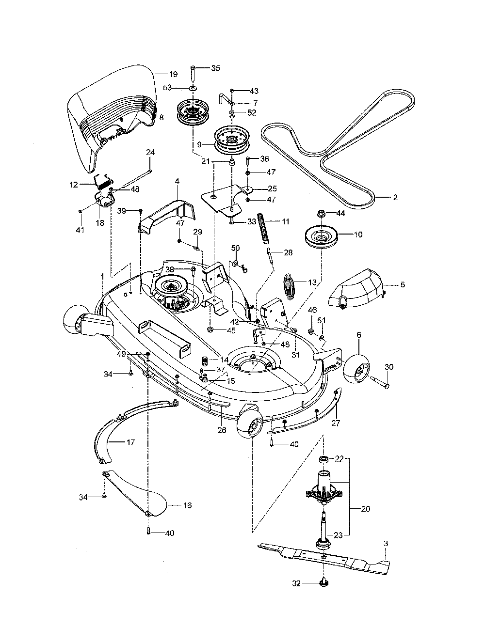 Mower deck/cutting deck Diagram and Parts List for Z246-967271401-00  Husqvarna Lawn Mower