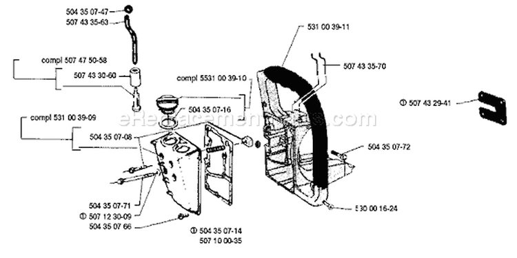 Page E Diagram and Parts List for 35 1990-06 Husqvarna Chainsaw