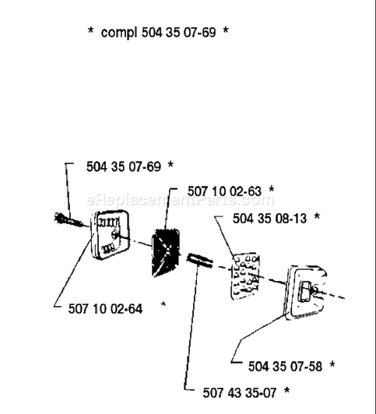 Page H Diagram and Parts List for 35 1990-06 Husqvarna Chainsaw