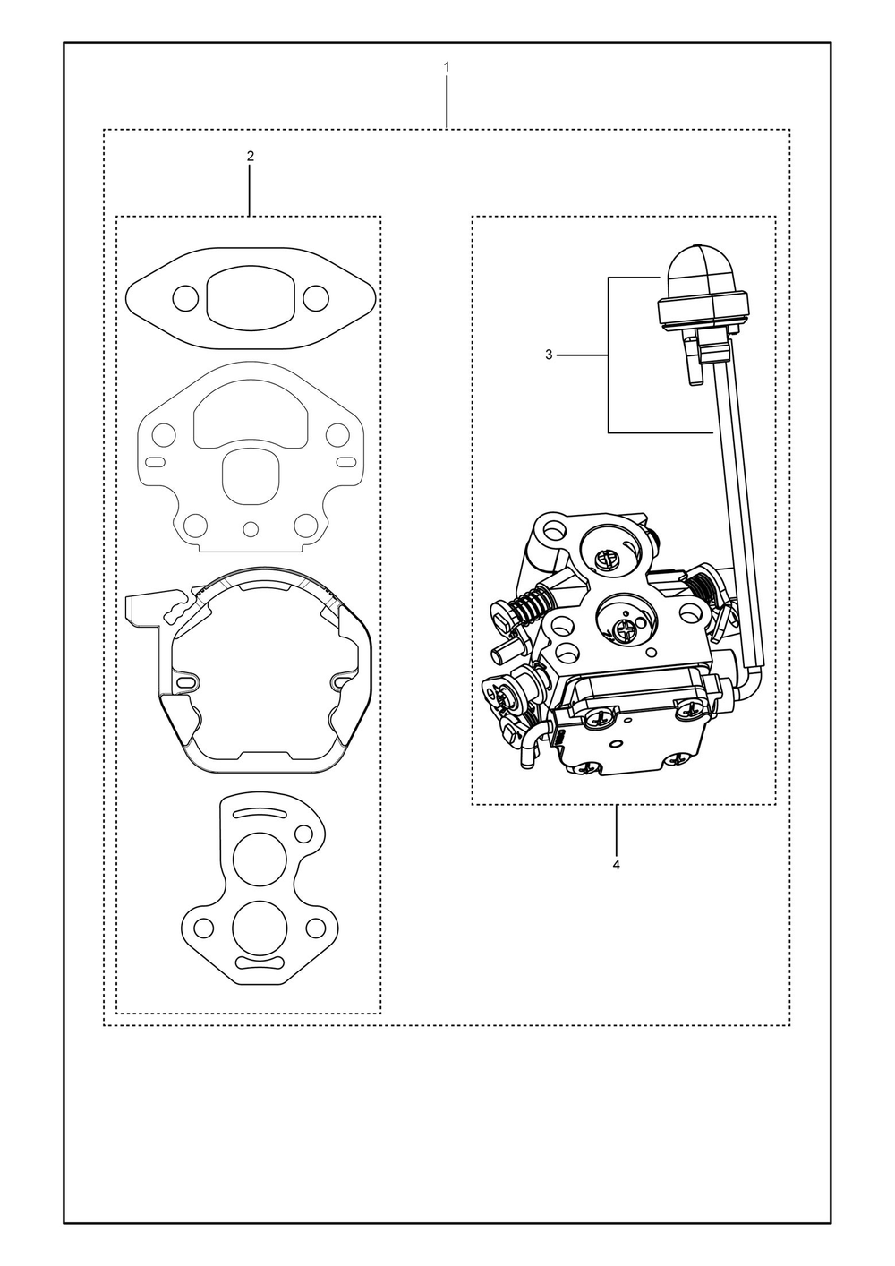 Carburetor Details Diagram and Parts List for 1202020  Husqvarna Chainsaw