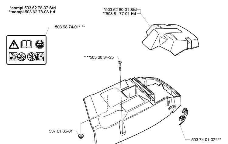 Top Covers Diagram and Parts List for 362EPA 2005-05 Husqvarna Chainsaw