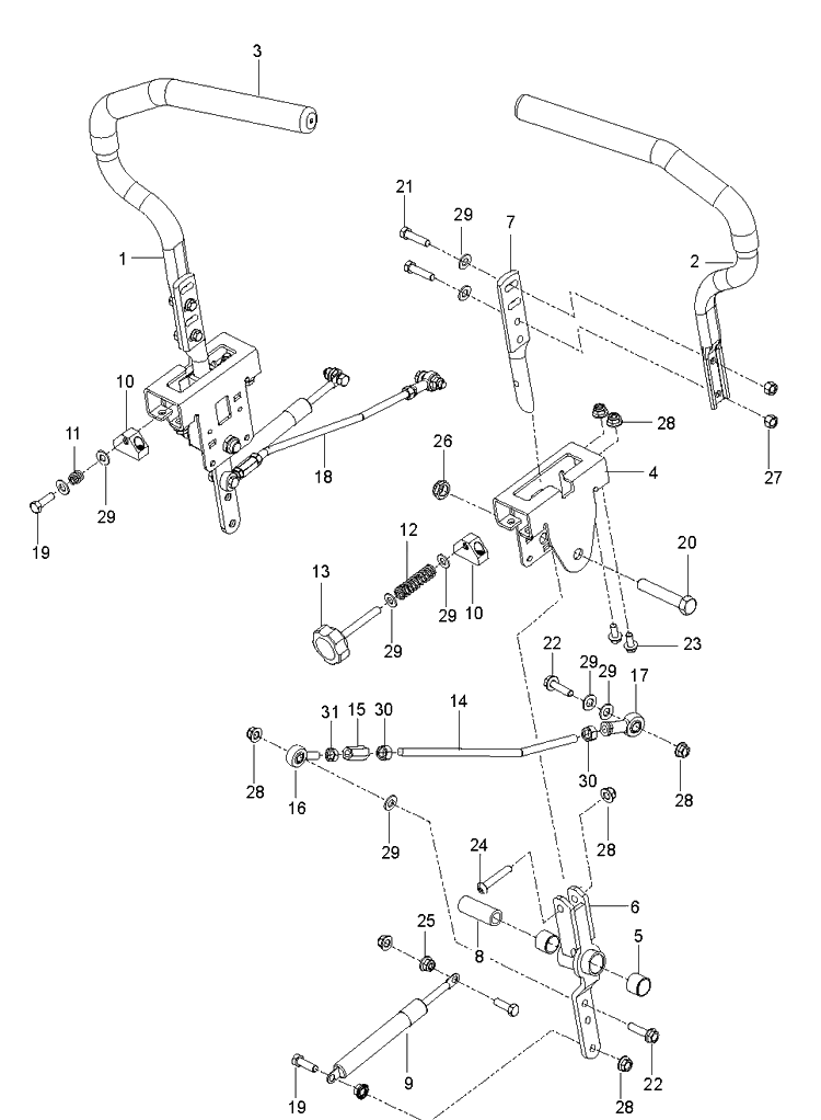 Steering Diagram and Parts List for MZ54S (96733410100)(2016-12) Husqvarna Lawn Mower