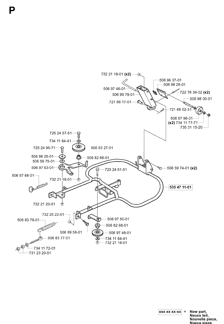 Frame Diagram and Parts List for RIDER155 (953533805)(2005-01) Husqvarna Lawn Mower