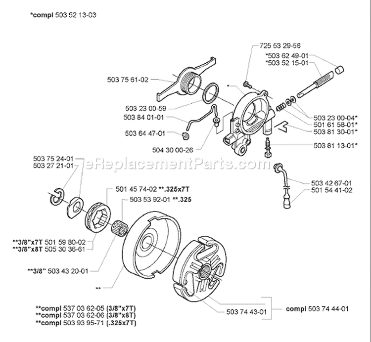 Page K Diagram and Parts List for 362XP 362 XP 2005-05 Husqvarna Chainsaw