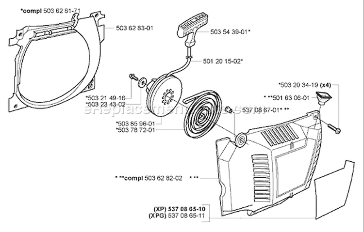 Page L Diagram and Parts List for 362XP 362 XP 2005-05 Husqvarna Chainsaw