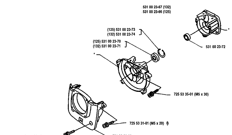Crankcase Assembly Diagram and Parts List for 125RB 1993-01 Husqvarna Brush Cutter