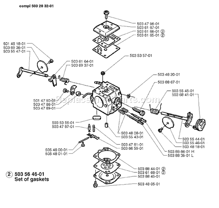 Page B Diagram and Parts List for 365 1996-09 Husqvarna Chainsaw