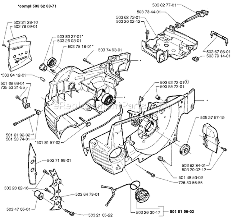 Page D Diagram and Parts List for 365 1996-09 Husqvarna Chainsaw