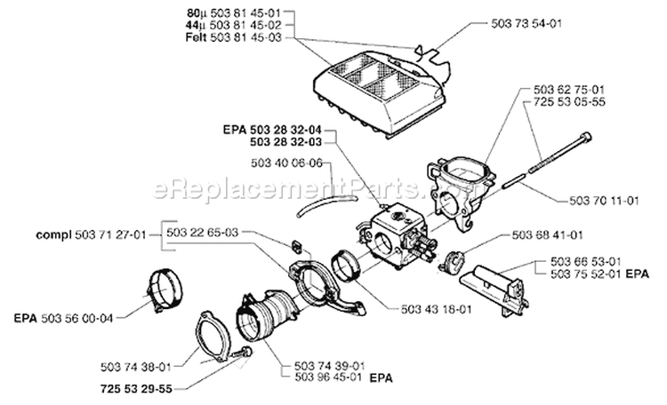 Page A Diagram and Parts List for 365EPA 365 EPA 1999-04 Husqvarna Chainsaw