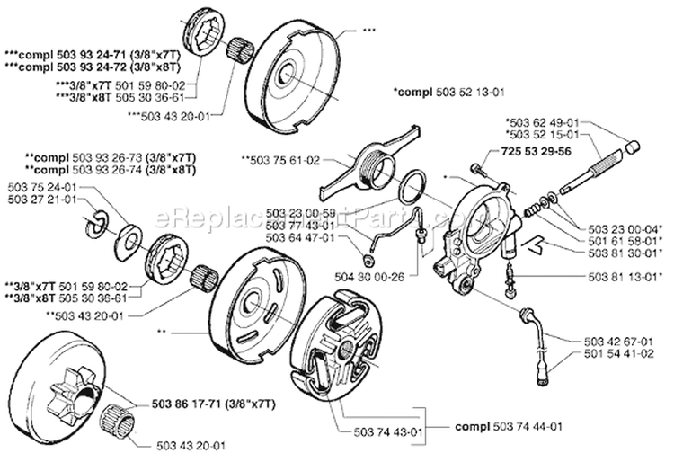 Page H Diagram and Parts List for 365EPA 365 EPA 1999-04 Husqvarna Chainsaw
