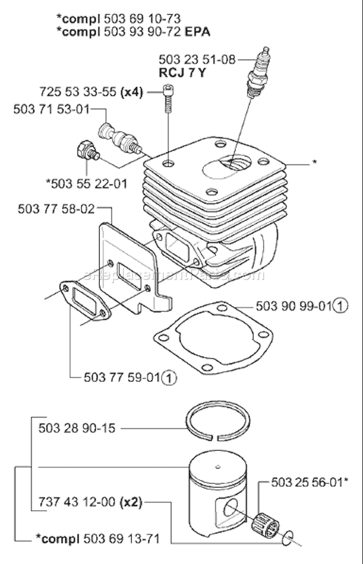 Page L Diagram and Parts List for 365EPA 365 EPA 2002-01 Husqvarna Chainsaw