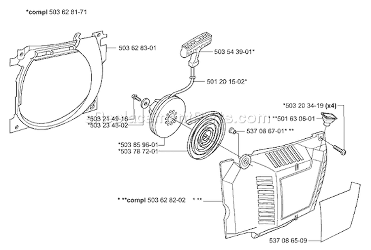 Page M Diagram and Parts List for 365 2003-11 Husqvarna Chainsaw