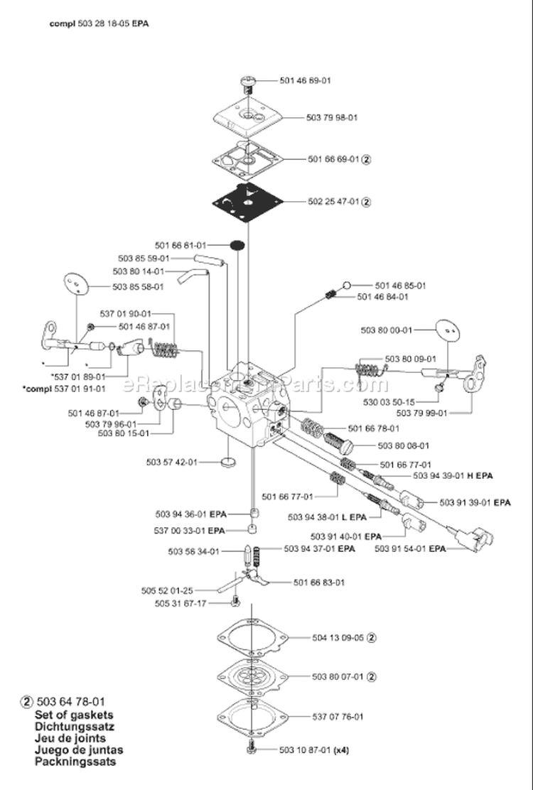 Page B Diagram and Parts List for 365 2003-11 Husqvarna Chainsaw