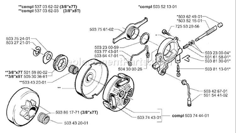 Page E Diagram and Parts List for 365 2003-11 Husqvarna Chainsaw