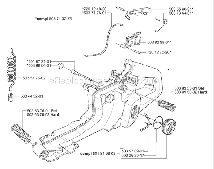 Page H Diagram and Parts List for 365 2003-11 Husqvarna Chainsaw