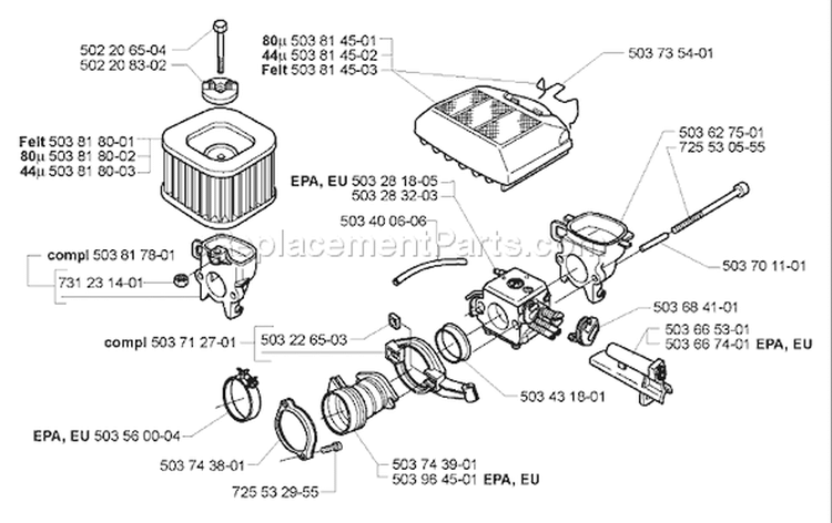 Page A Diagram and Parts List for 365 2005-05 Husqvarna Chainsaw