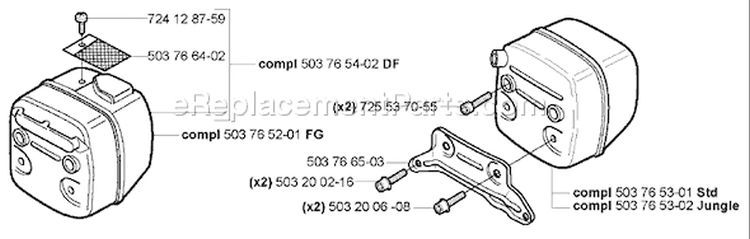 Page J Diagram and Parts List for 365 2005-05 Husqvarna Chainsaw