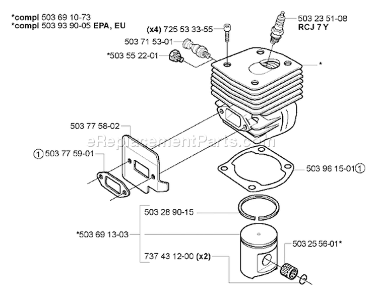 Page K Diagram and Parts List for 365 2005-05 Husqvarna Chainsaw