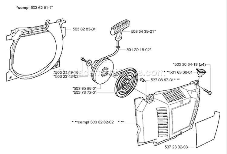 Page M Diagram and Parts List for 365 2005-05 Husqvarna Chainsaw