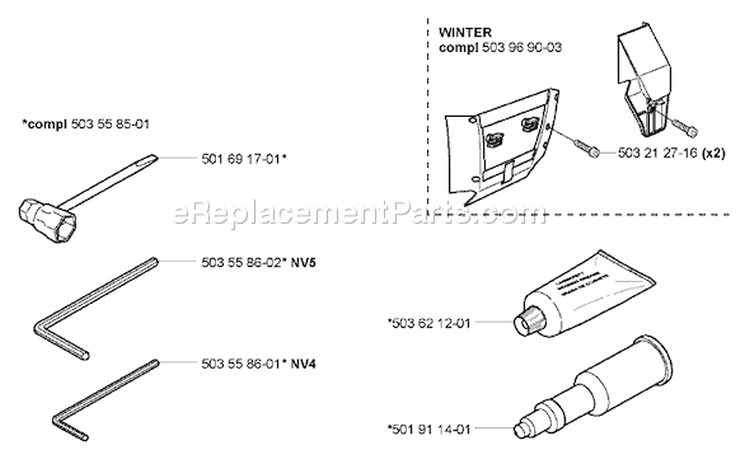 Page N Diagram and Parts List for 365 2005-05 Husqvarna Chainsaw