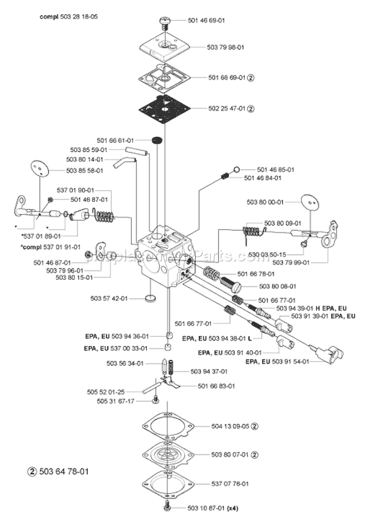 Page B Diagram and Parts List for 365 2005-05 Husqvarna Chainsaw