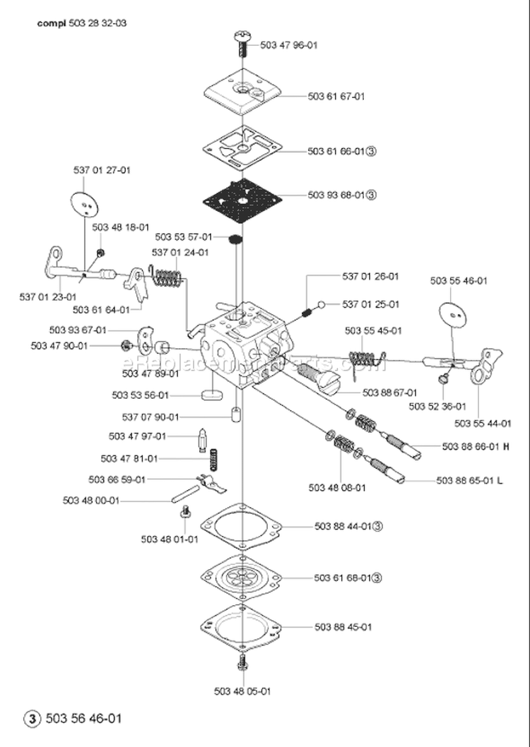 Page C Diagram and Parts List for 365 2005-05 Husqvarna Chainsaw