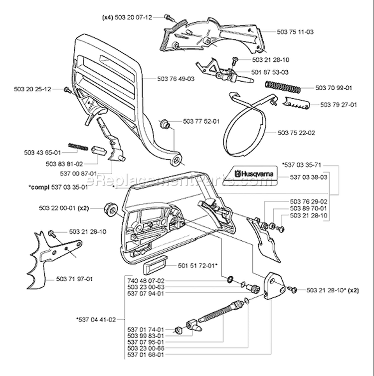 Page D Diagram and Parts List for 365 2005-05 Husqvarna Chainsaw