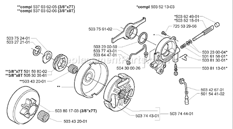 Page E Diagram and Parts List for 365 2005-05 Husqvarna Chainsaw