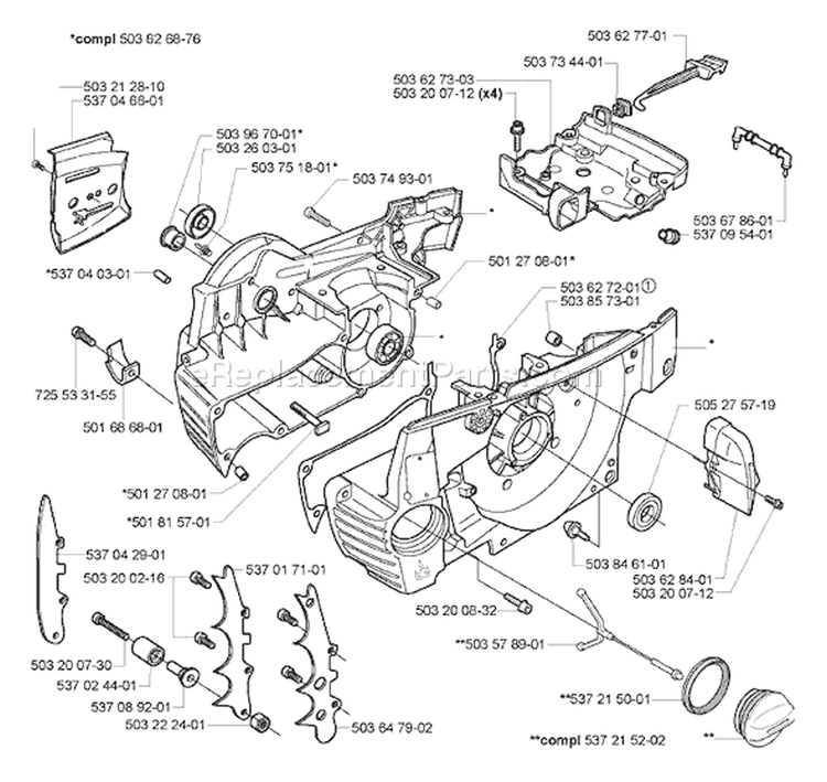 Page F Diagram and Parts List for 365 2005-05 Husqvarna Chainsaw