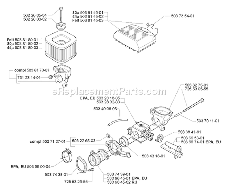 Page A Diagram and Parts List for 365EPA 365 EPA 2007-03 Husqvarna Chainsaw