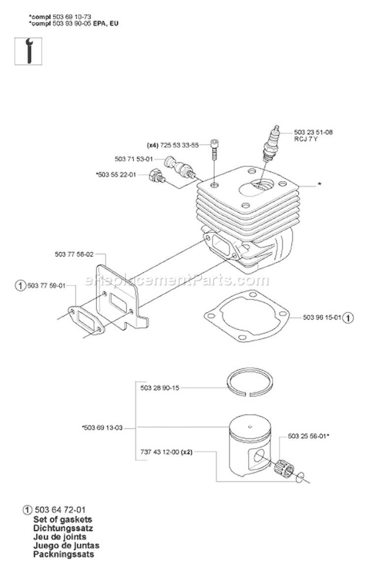 Page K Diagram and Parts List for 365EPA 365 EPA 2007-03 Husqvarna Chainsaw