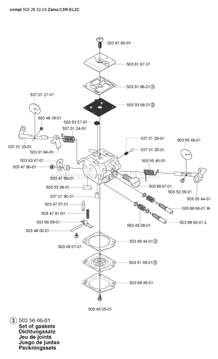 Page C Diagram and Parts List for 365EPA 365 EPA 2007-03 Husqvarna Chainsaw