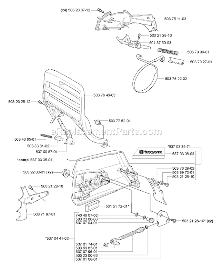 Page D Diagram and Parts List for 365EPA 365 EPA 2007-03 Husqvarna Chainsaw