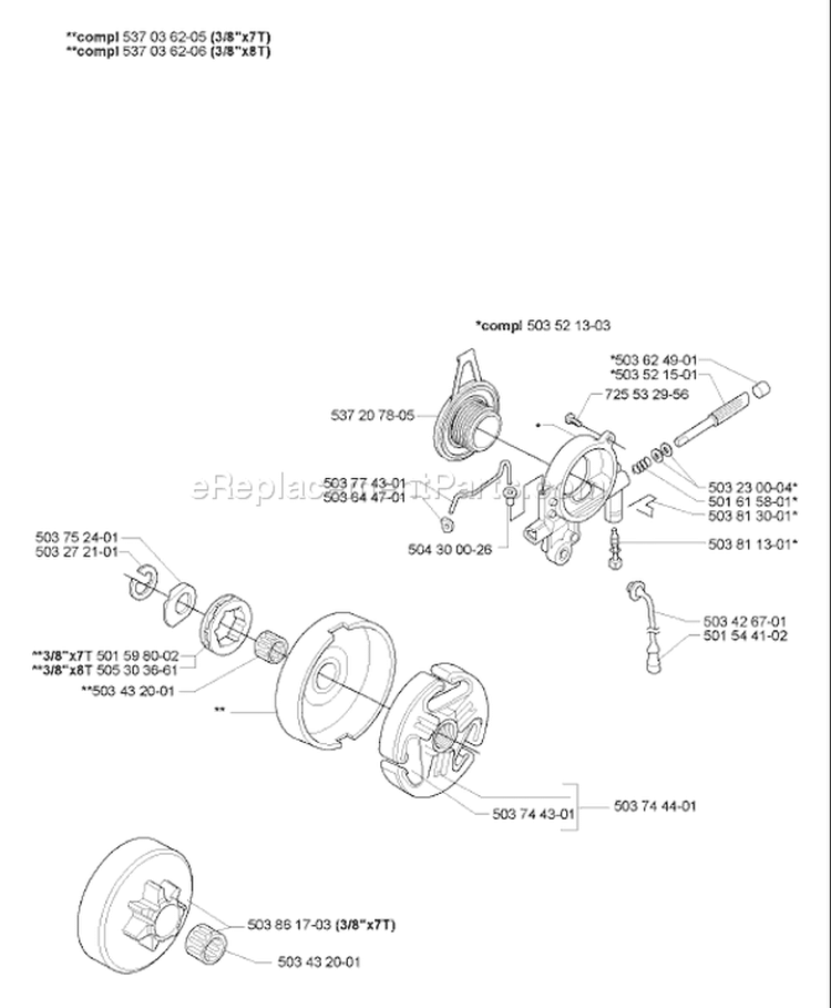 Page E Diagram and Parts List for 365EPA 365 EPA 2007-03 Husqvarna Chainsaw