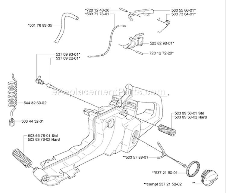 Page H Diagram and Parts List for 365EPA 365 EPA 2007-03 Husqvarna Chainsaw