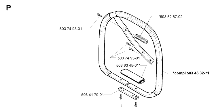Handle 2 Diagram and Parts List for 394XP 19960100001-19980900000 Husqvarna Chainsaw