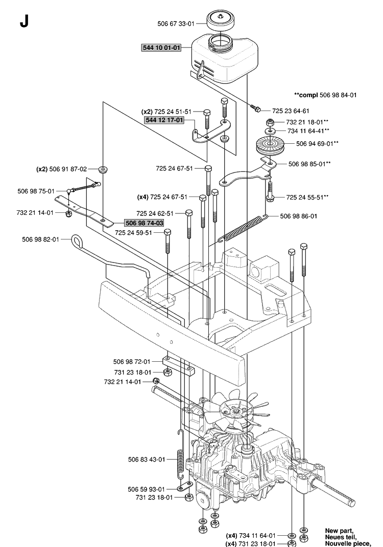 Transmission 3 Diagram and Parts List for RIDER155AWD (965089301)(2006-01) Husqvarna Lawn Mower
