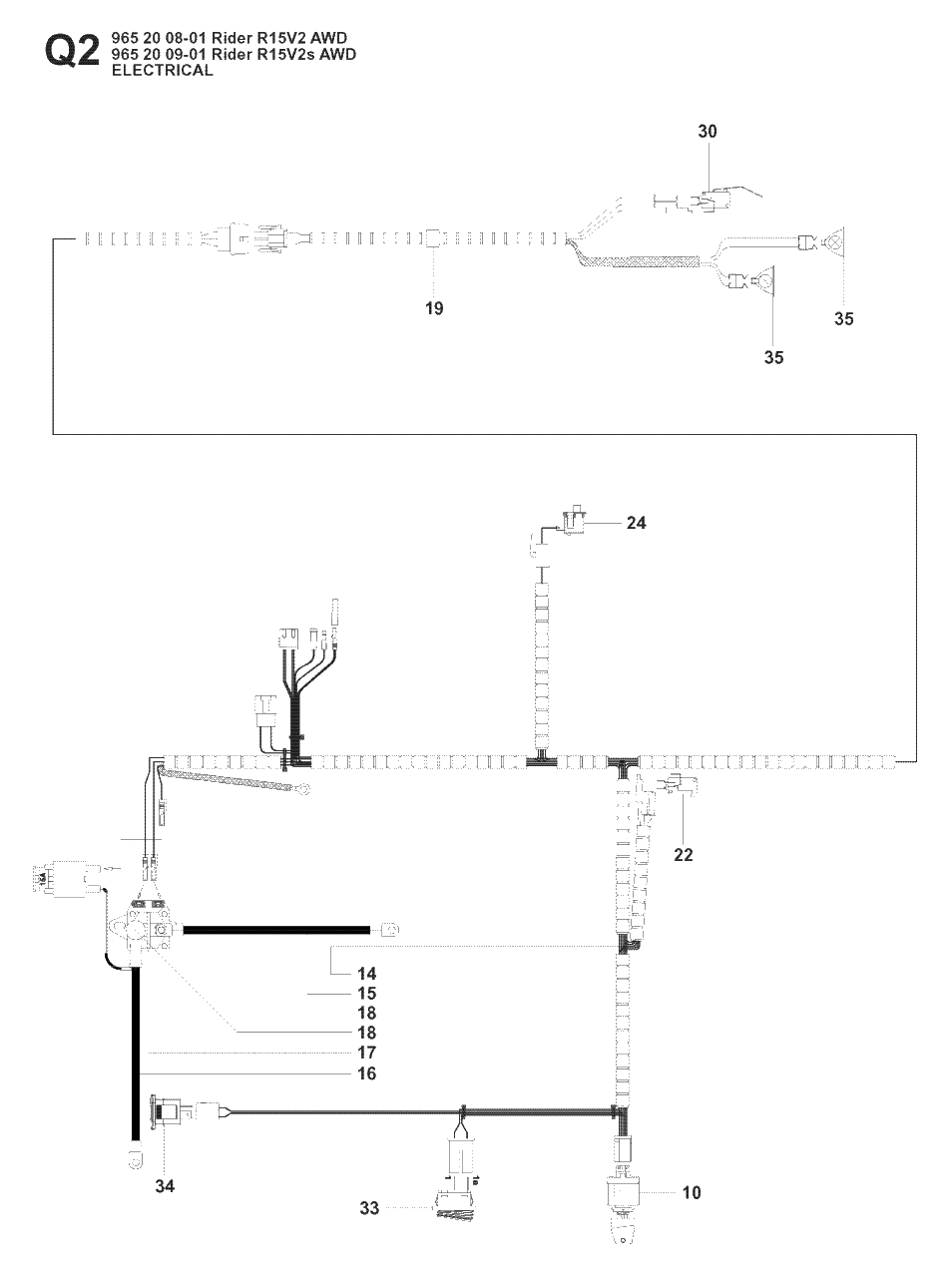 Electrical Diagram and Parts List for R15-V2AWD (965200901)(2008-01) Husqvarna Lawn Tractor