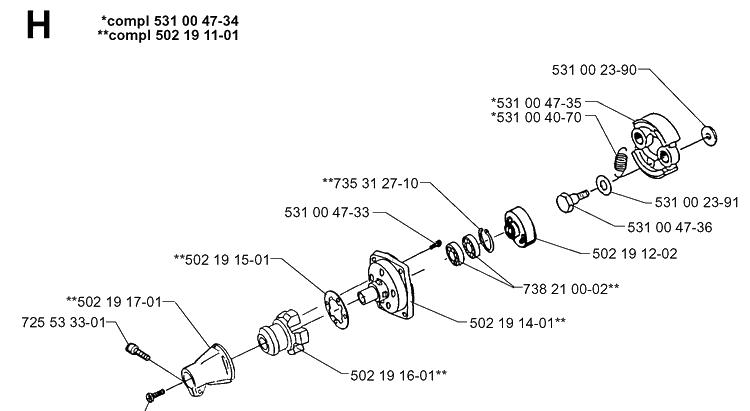 Clutch 2 Diagram and Parts List for 132R 19994000001-20050100000 Husqvarna Brush Cutter