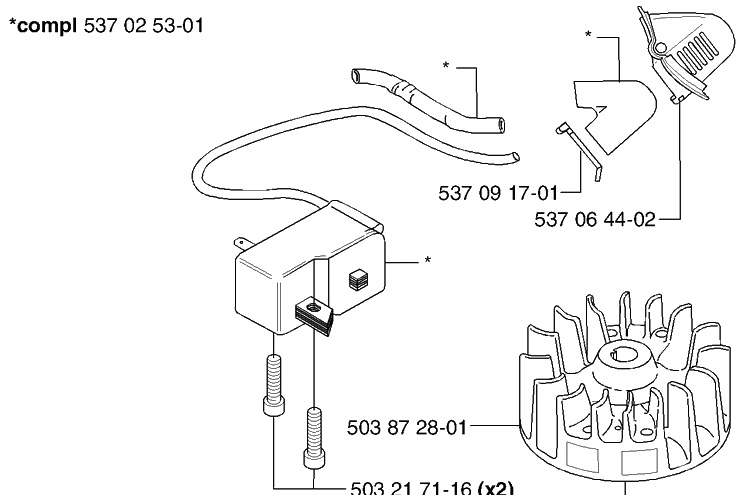 Ignition / Flywheel Diagram and Parts List for 325HD60 (X-SERIES)(2002-06) Husqvarna Hedge Trimmer