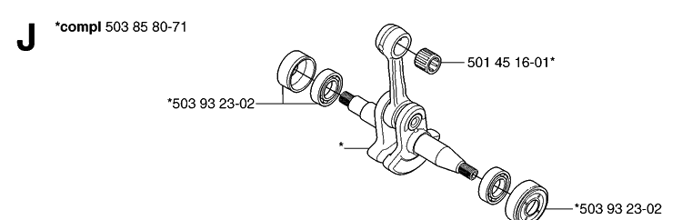 Crankshaft Diagram and Parts List for 340E 20062300001-Current Husqvarna Chainsaw